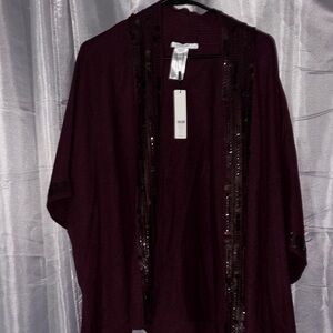 Chico's Deep Burgundy Sequin Cardigan